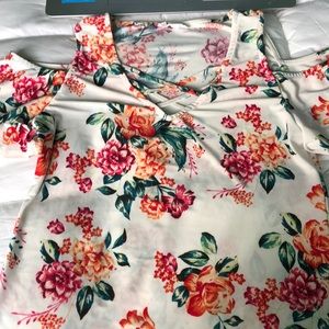 Floral shirt with ties. Off shoulder